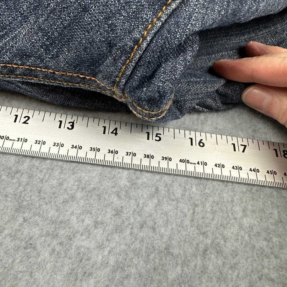 Azzure Mens Love Life Denim Shorts Dark Wash Embroidered‎ 40W Relaxed Fit Y2K